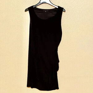 Tiana B. Black Sleeveless Midi Dress with Side Ruffle Women's Size L